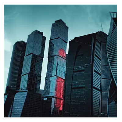 Фото на холсте москва сити в красной подсветке, размера 30x30