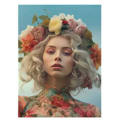 Фото на холсте девушка с венком, размера 60x80