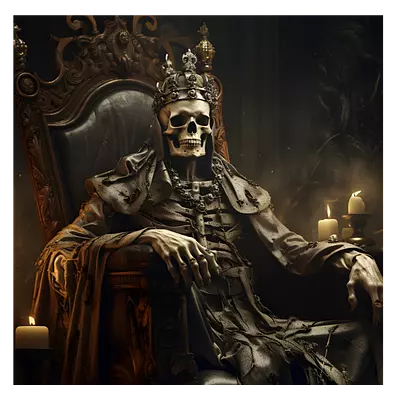Фото на холсте скелет на троне, размера 60x60