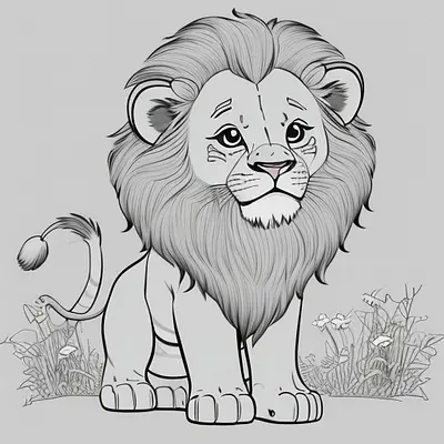 Cute lion for coloring