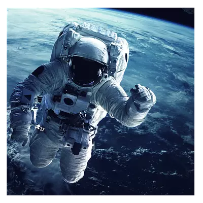 Фото на холсте космонавт на фоне земли, размера 80x80