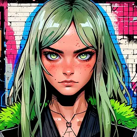 «Киберпанк-нимфа в граффити»