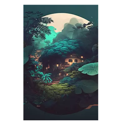 Фото на холсте круглый арт природы, размера 50x75