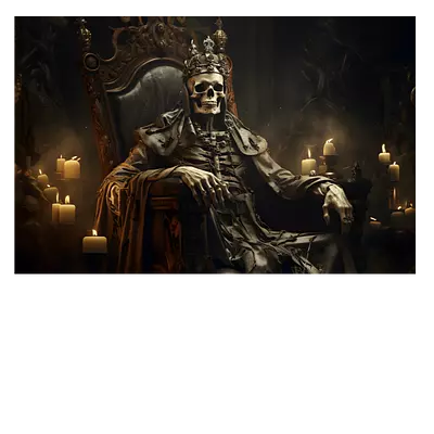 Фото на холсте скелет на троне, размера 60x40