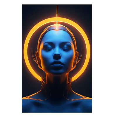 Фото на холсте девушка с нимбом, размера 50x75