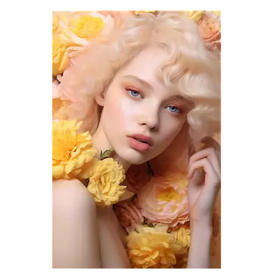 Фото на холсте девушка в цветах, размера 80x120