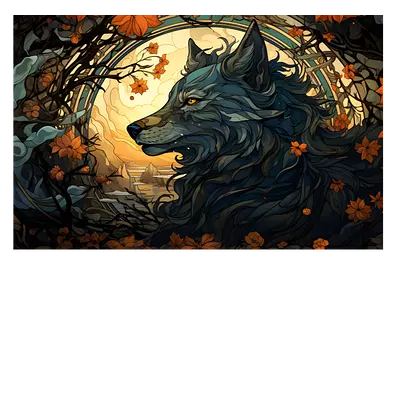 Фото на холсте фантастический волк 45х30 см