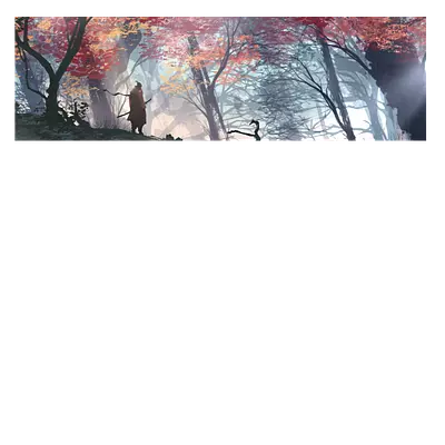 Фото на холсте рисунок самурая в лесу, размера 90x30