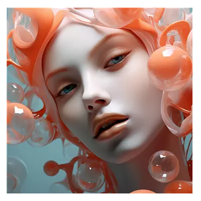 Фото на холсте девушка в пузырьках2, размера 60x60