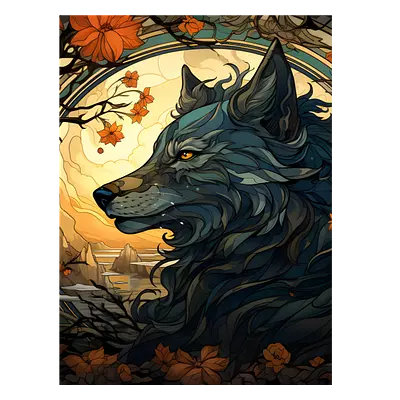 Фото на холсте фантастический волк, размера 60x80