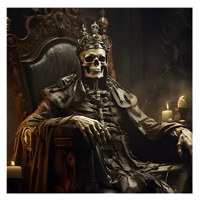 Фото на холсте скелет на троне, размера 40x40