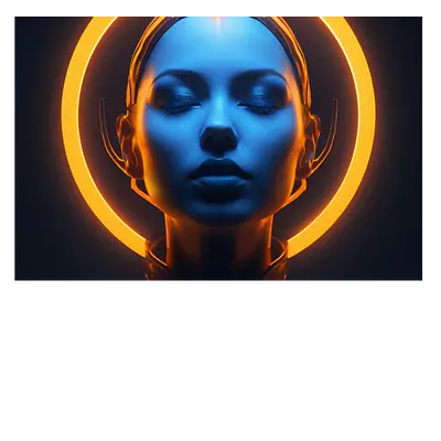 Фото на холсте девушка с нимбом, размера 75x50