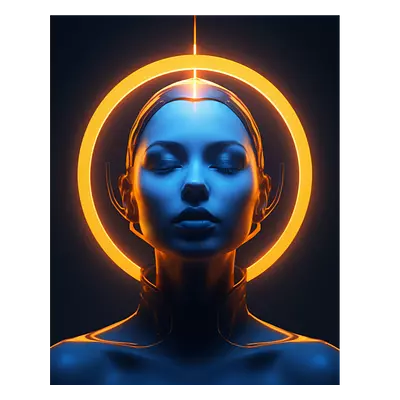 Фото на холсте девушка с нимбом, размера 40x50