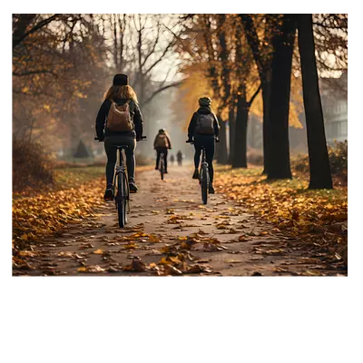 Картина на холсте с фотографией велосипедисты в лесу 50х40 см