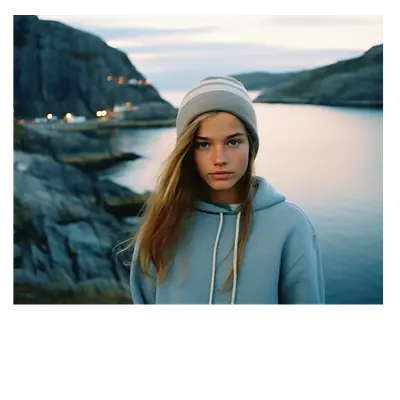 Фото на холсте девушка у озера. размер 50х40 см.