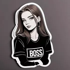 Retro boss girl sticker art