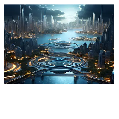 Фото на холсте космический город. размер 40 x 30 см.