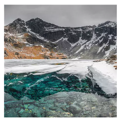 Фото на холсте замерзшее горное озеро, размера 30x30