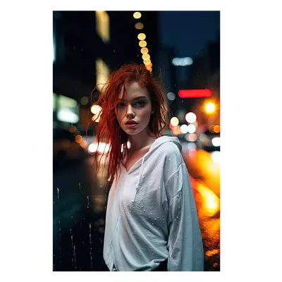 Фото на холсте девушка в ночном городе, размера 40x60