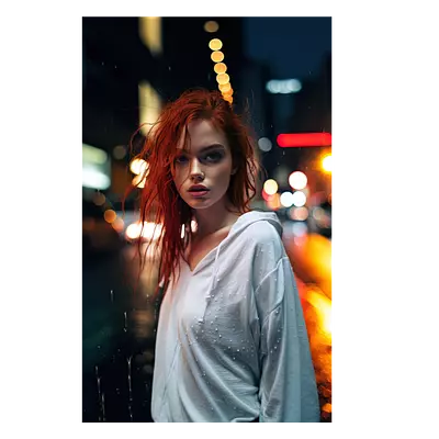 Фото на холсте девушка в ночном городе, размера 20x30