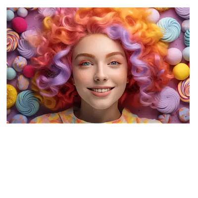 Фото на холсте девушка в красках, размер 45х30 см.