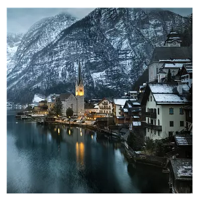 Фото на холсте зимняя деревня, размера 100x100