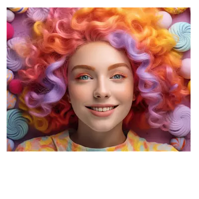 Фото на холсте девушка в красках, размер 50x40.