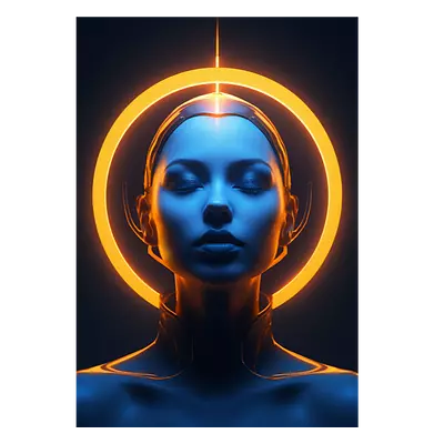 Фото на холсте девушка с нимбом, размера 70x100