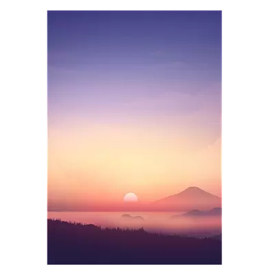 Фото на холсте рисунок медведя на закате, размера 70x100