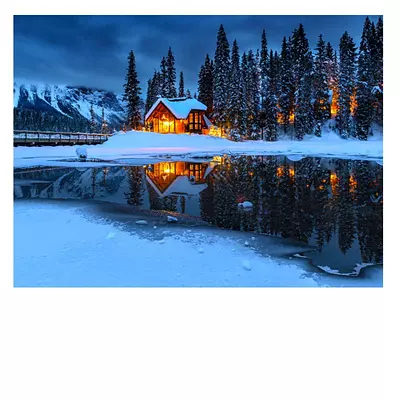 Фото на холсте зимний домик, размера 50x50