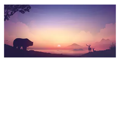 Фото на холсте рисунок медведя на закате, размера 80x40