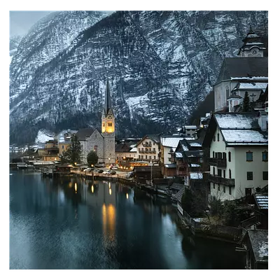 Фото на холсте зимняя деревня, размера 30x30