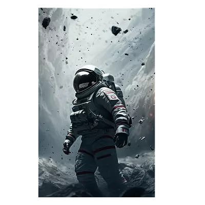 Фото на холсте космонавт в каменном дожде, размера 20x30