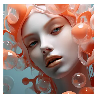 Фото на холсте девушка в пузырьках2, размера 100x100