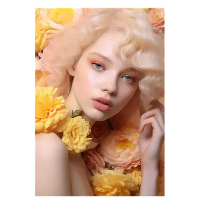Фото на холсте девушка в цветах, размера 70x100