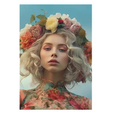 Фото на холсте девушка с венком, размера 70x100