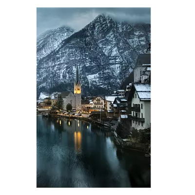 Фото на холсте зимняя деревня, размера 30x45