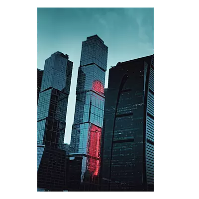 Фото на холсте москва сити в красной подсветке, размера 30x45