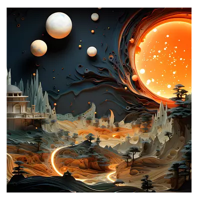 Фото на холсте фантастический город, размера 60x60