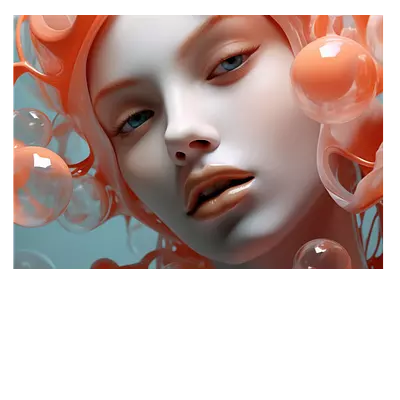 Фото на холсте девушка в пузырьках2, размера 100x70
