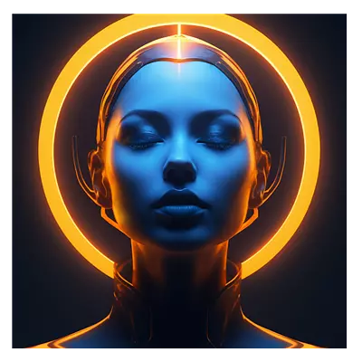 Фото на холсте девушка с нимбом, размера 30x30