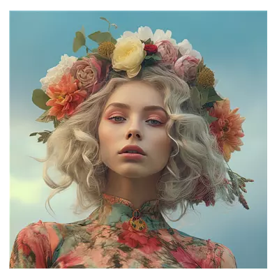 Фото на холсте девушка с венком, размера 50x50