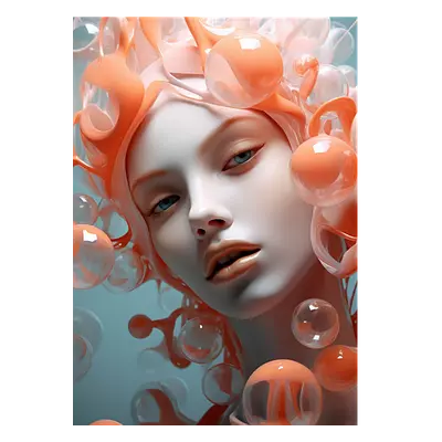 Фото на холсте девушка в пузырьках2, размера 50x70