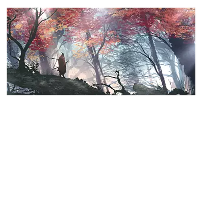 Фото на холсте рисунок самурая в лесу, размера 60x30