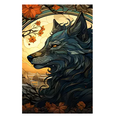 Фото на холсте фантастический волк, размера 50x75