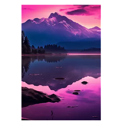 Фото на холсте фиолетовое озеро, размера 70x100