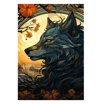 Фото на холсте фантастический волк, размера 70x100