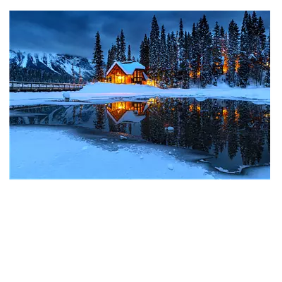Фото на холсте зимний домик, размера 75x50