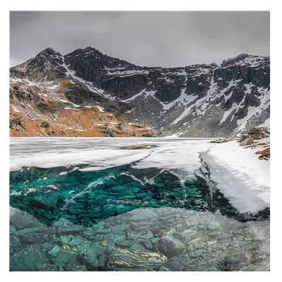 Фото на холсте замерзшее горное озеро, размера 50x50