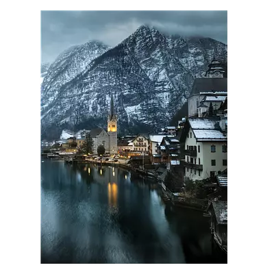 Фото на холсте зимняя деревня, размера 60x80